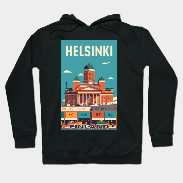 A Vintage Travel Art of Helsinki - Finland Hoodie by goodoldvintage